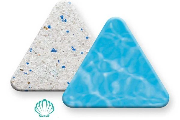 PebbleSheen Cool Blue aggregate finish sample